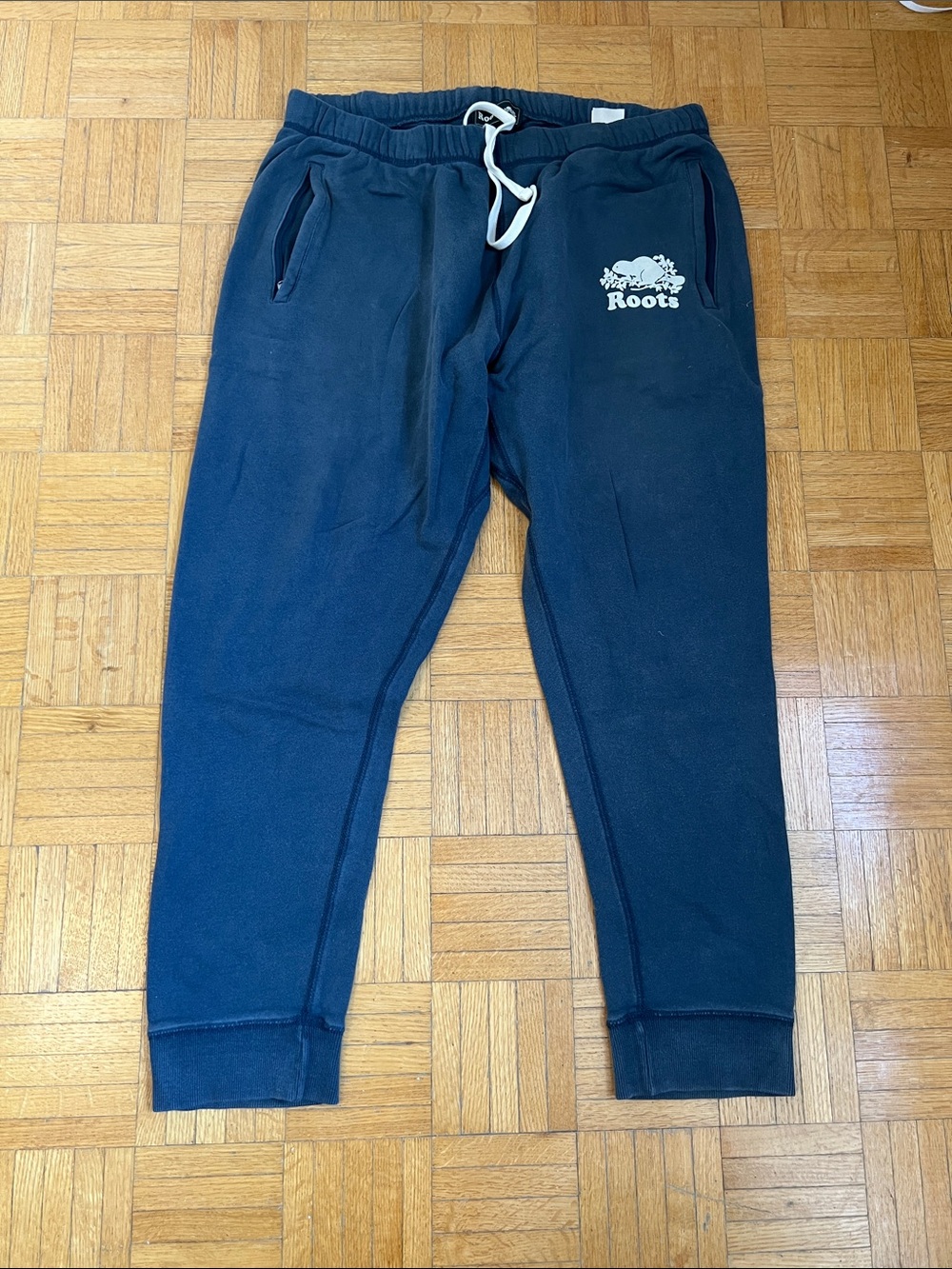 Roots Navy Blue Kids Sweatpants with White Drawstring